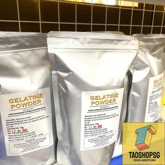 Bột Gelatin Ewald Đức 250 bloom,  Bột gelatin 250 bloom chiết xuất từ da lợn(heo) không hôi, làm giò thủ, thịt nguội, làm bánh, thạch rau câu, chè khúc bạch...