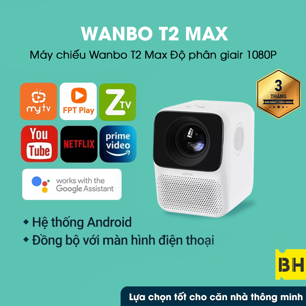 [Hoàn Tiền 12%] Máy Chiếu Thông Minh Wanbo T2 MAX LCD Hỗ Trợ Đèn LED 1080P, hỗ trợ AI [Bảo Hành 3 Tháng]