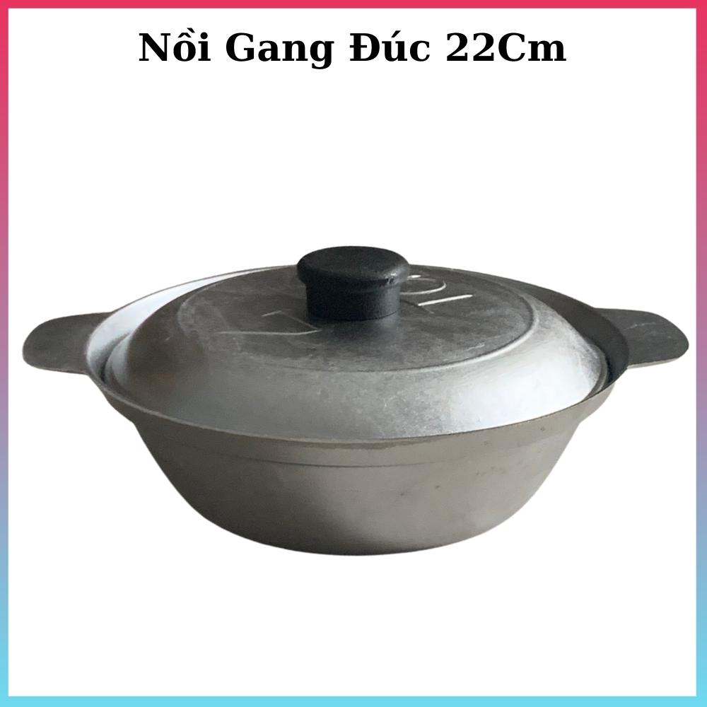 Nồi gang đúc - có thể nấu cơm kho cá kích thước vừa tầm 22cm- nồi gang đúc nguyên khối giá rẻ.