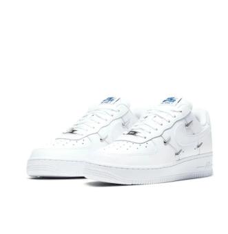 Nike Air Force 1 Low 07 LX "Chrome Luxein four-hook solid color non-slip low top sneakers unisex white blue,Nike Air Force 1 Low 07 LX "Chrome Luxein men's sneakers,