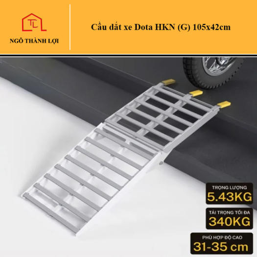 Cầu dắt xe máy (Dốc lên xe) hợp kim nhôm 105x42cm cho thềm nhà từ 31- 35cm