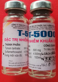 5 chai T5000 10 ml Kháng sinh chuyên dùng cho chó mèo tiêu chảy nôn mửa, viêm phổi