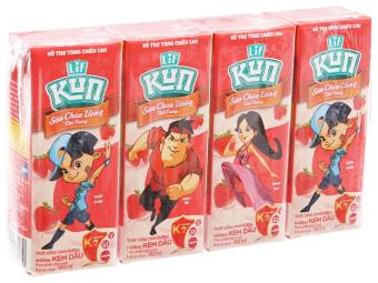 Sữa Chua Uống Kun vị Dâu 180ml (Lốc 4 Hộp)