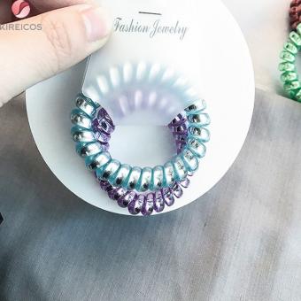 Set 2 Dây Cột Tóc Buộc Tóc Xoắn Nhựa Loại Lớn Nhiều Màu