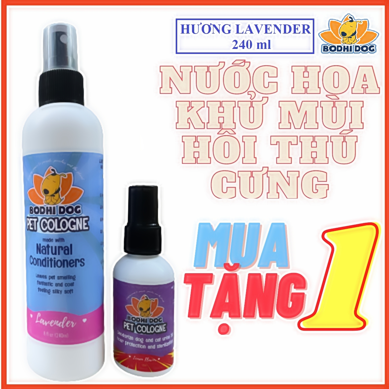 Xịt khử mùi sữa tắm khô nước hoa cho thú cưng BODHI DOG, Xịt khử mùi cho chó mèo hương LAVENDER dễ chịu giúp diệt khuẩn môi trường khử mùi hôi cát mèo và mùi hôi chuồng trại cho thú cưng