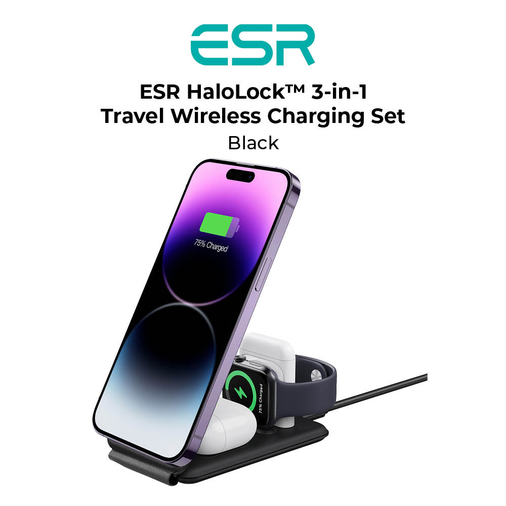 ESR HaloLock™ 3-in-1 Travel Wireless Charging Set for iPhone 15