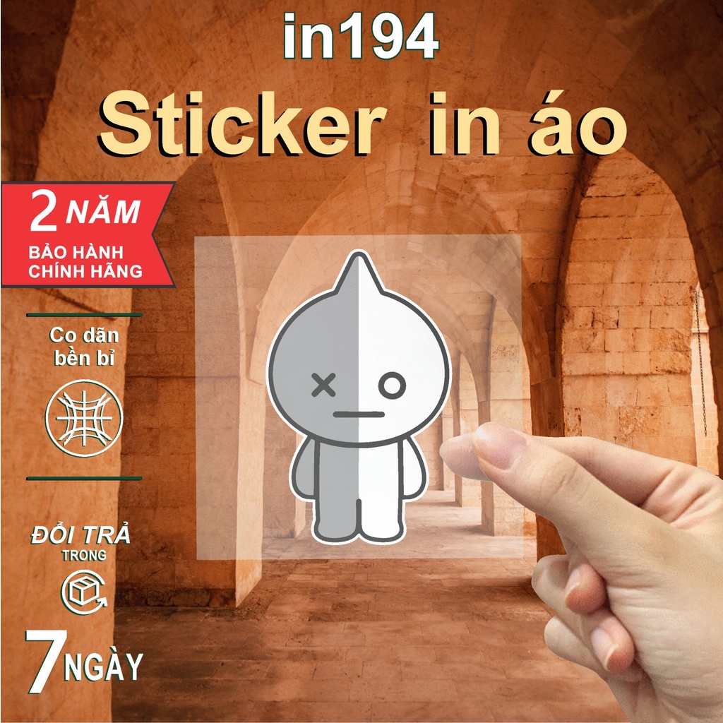 Sticker logo in194 công nghệ in pet chuyển nhiệt- ủi trực tiếp lên vải, áo - 8cm - X O