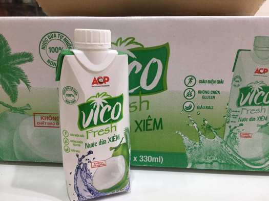 Nước dừa xiêm VICO FRESH (330ml/hộp) - Nước dừa tươi ngon từ xứ dừa Bến Tre