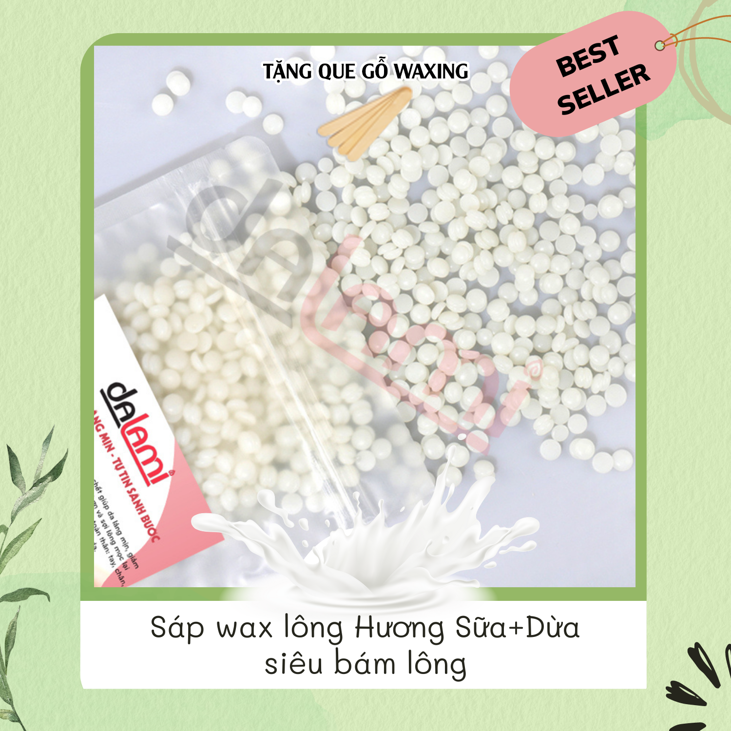 [MUA 3 GIẢM 10%]Sáp Wax Lông Sữa Dừa Coconut Cao Cấp - Wax Lông Nóng Siêu Bám Lông, An Toàn, Phù Hợp Mọi Loại Da - Wax tẩy lông nách, Wax lông vùng kín, vùng bikini, Wax ria mép, râu, lông tay lông chân - Có che tên sản phẩm