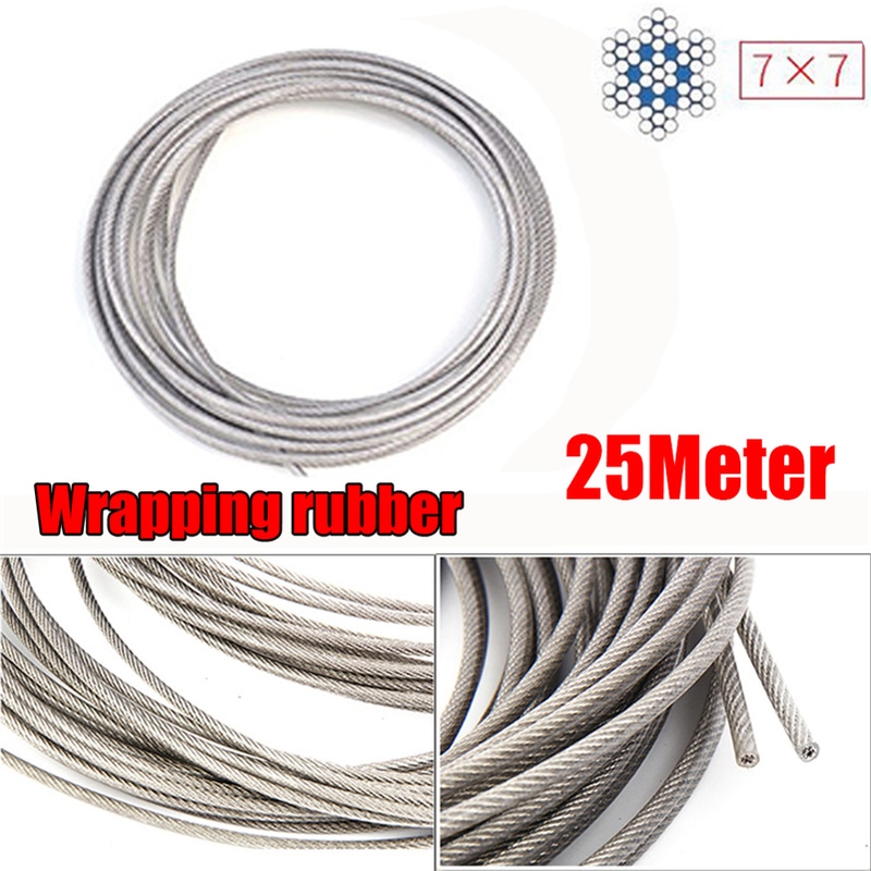 Steel Wire, 1Pc 20m 304 Stainless Steel Cable Wire Rope Hard Steel Wire for  Fishing Lifting 2/2.5/3mm (2mm)