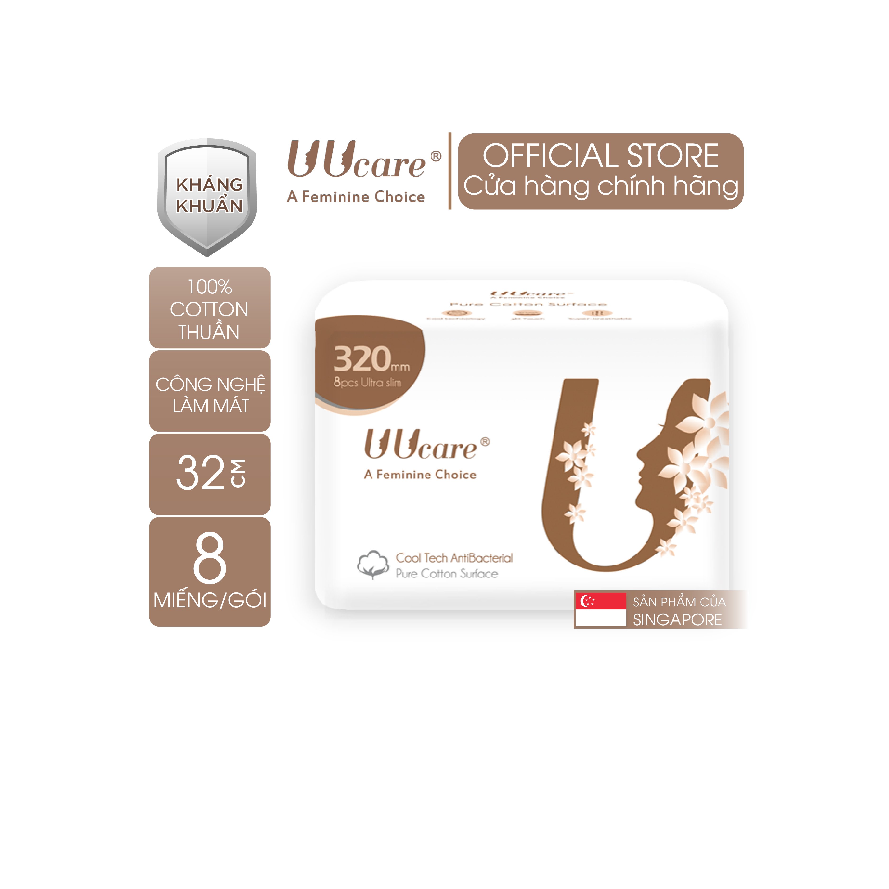 Băng vệ sinh ban đêm UUcare Singapore Cool Tech 32cm