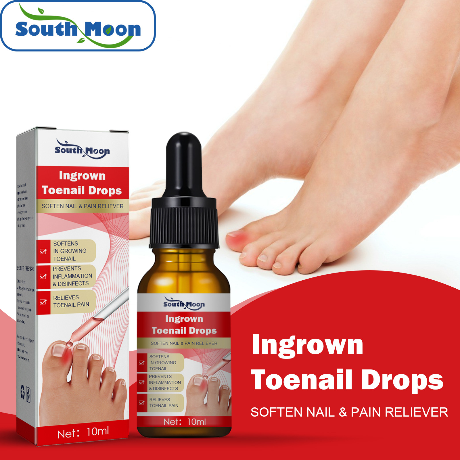 【Hot Sale】South Moon Ingrown Toenail Drops Soften Nail Pain Reliever Nail Fungal Treatment Feet Care Essence Anti Infection Paronychia Onychomycosis Nail Foot Toe Nail Fungus Removal Gel Products Essence Serum Care Hand And Foot Care Removal Repair Harga 14 Ringgit*Penghantaran Percuma