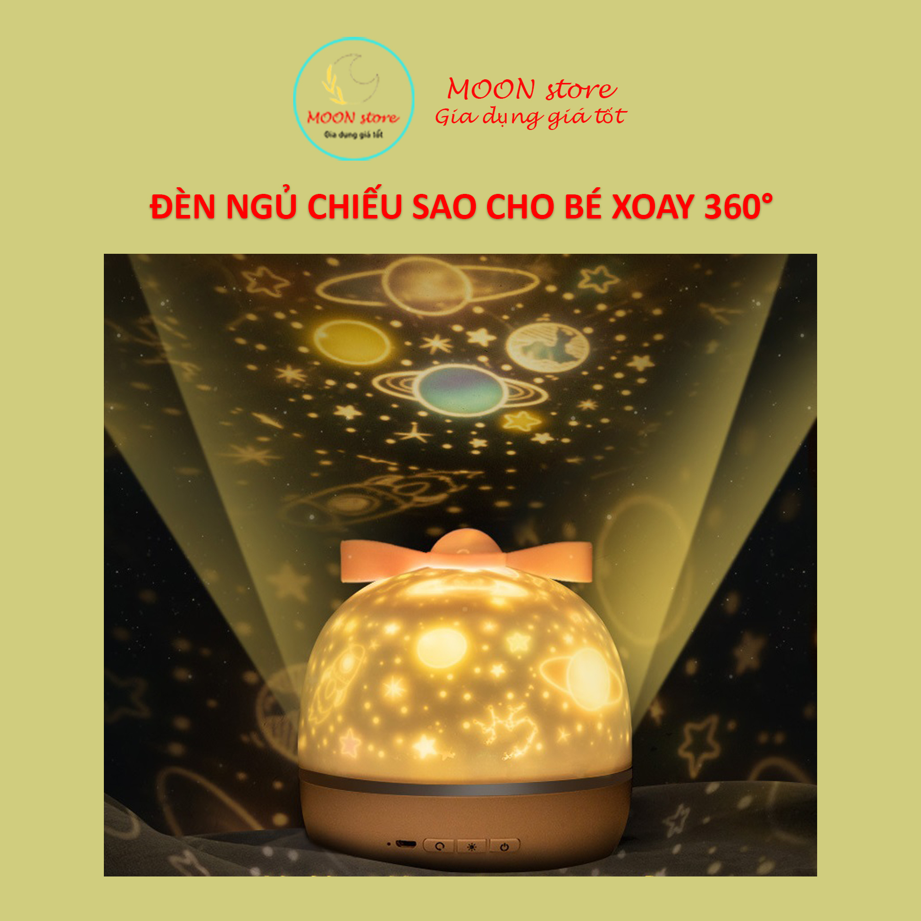 Đèn ngủ chiếu sao cho bé xoay 360°, chiếu bầu trời đầy sao, đại dương bao la, chúc mừng sinh nhật...
