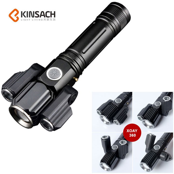 [HCM]Đèn Pin Đi Phượt Đèn Pin Dã Ngoại Sạc Usb 3 Đầu Chiếu Sáng X300 - 100000 Giờ - Chống Nước -T6+ 2Xpe - Electric.