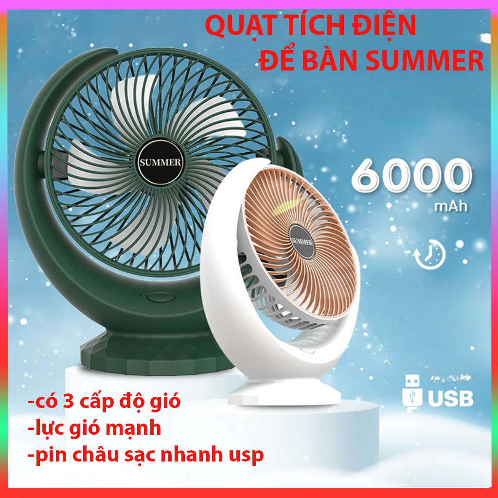 quạt sạc mini, quạt sạc điện dự phòng, quạt sạc tích điện, quạt sạc tích điện loại lớn,  3 chế độ gió, gập thông minh - bảo hành 12 tháng