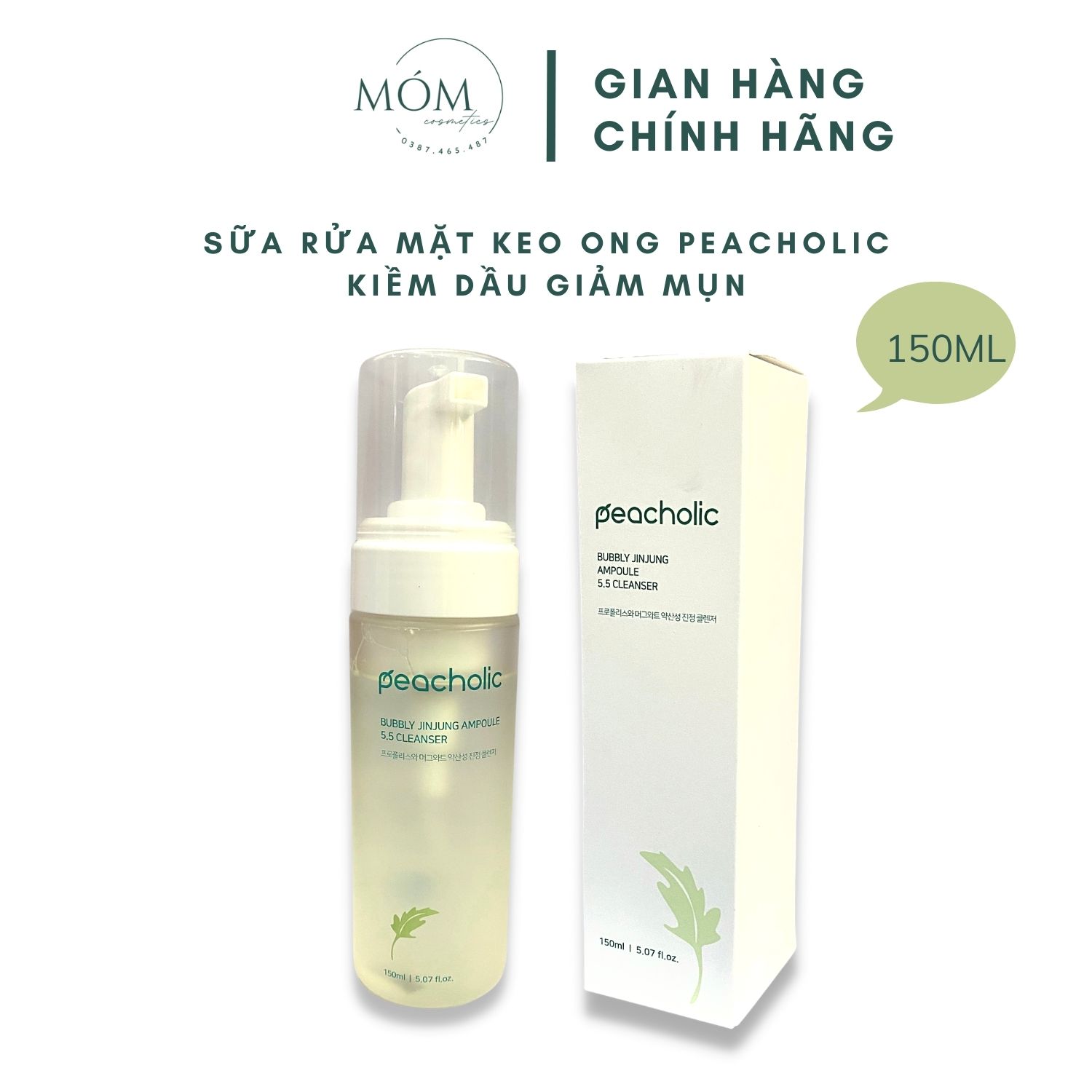 Sữa rửa mặt keo ong Peacholic kiềm dầu giảm mụn Sữa rửa mặt keo ong ngải cứu 150ml MÓM COSMETICS