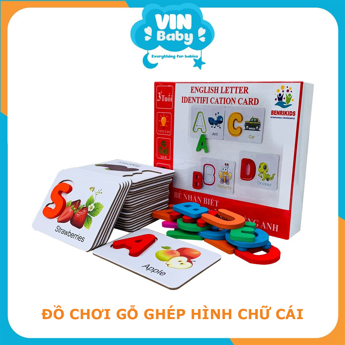 Đồ chơi gỗ ghép hình chữ cái - Đồ chơi gỗ, đồ chơi trí tuệ-