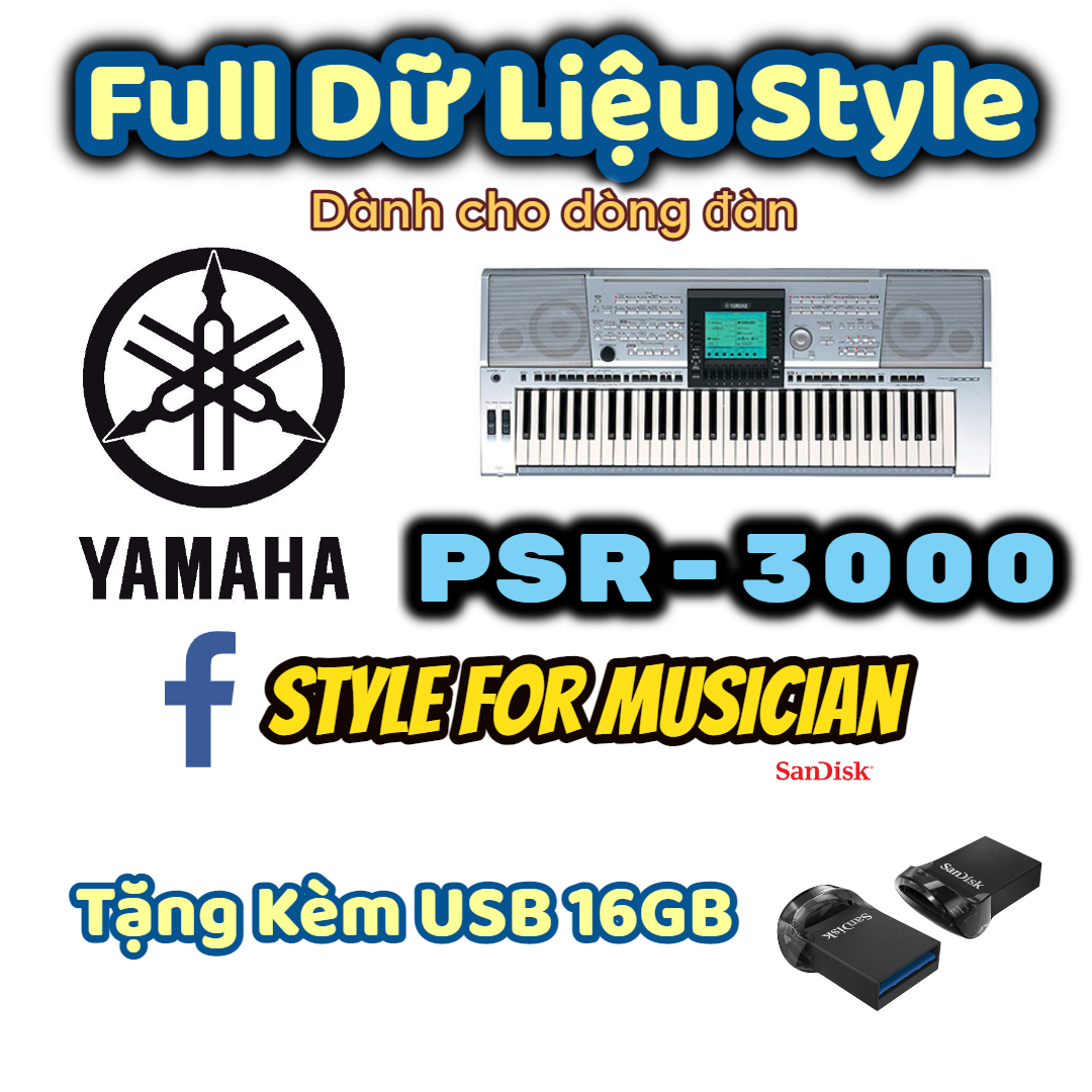 Bộ Full Dữ Liệu Style Dành Cho Yamaha PSR-3000 tặng kèm USB 16GB