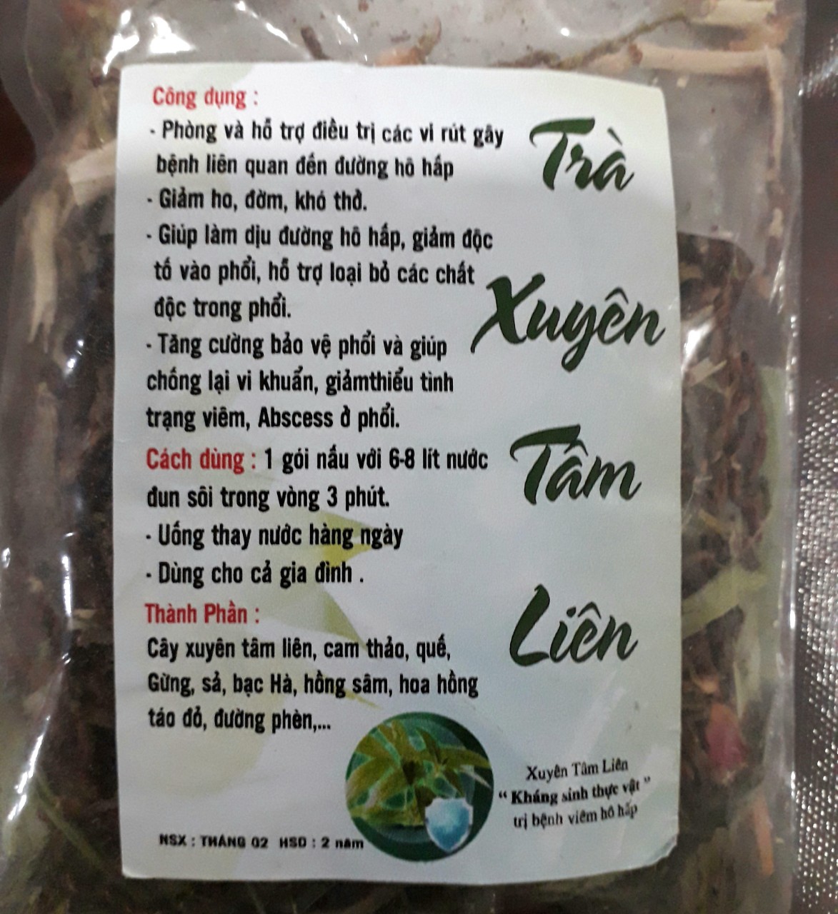 Trà xuyên tâm liên thảo mộc tự nhiên