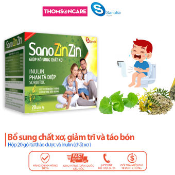 Cốm táo bón Sano ZinZin Sanofia - Bổ sung chất xơ, giảm táo bón, nhuận tràng ở trẻ và người lớn - Hộp 20 gói Thomsoncare