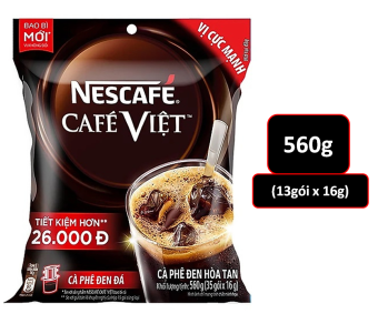 Cà phê hòa tan NESCAFÉ Café Việt Cà phê đen đá 560g (Túi 35gói x 16g)