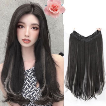 Tóc giả nửa đầu, tóc giả kẹp chữ V nửa đầu light màu