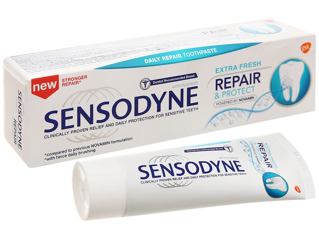 Combo 6 Kem đánh răng Sensodyne Rapid Action Whitening 100g, Repair and Project Extra Fresh 100g