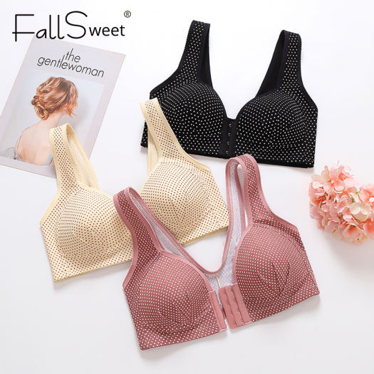 FallSweet Sexy Front Closure Bralette for Women Push UP Bras Soft Wireless Plus Size Vest Brassiere 36-46 B C Cup