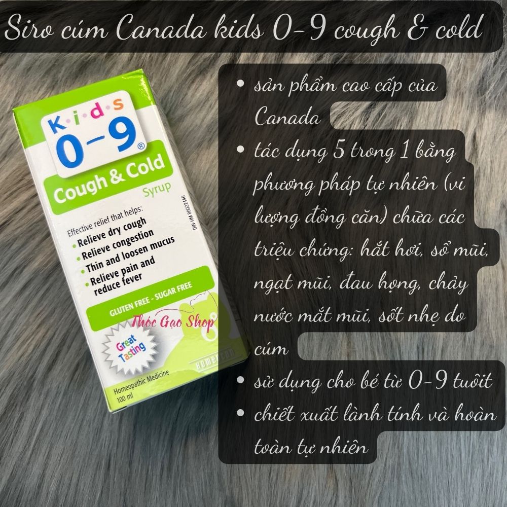 Siro ho, cảm cúm, đa chiệu chứng boiron stodal cold and cough 125ml sử dụng cho bé 1-10y nội địa canada - xanh