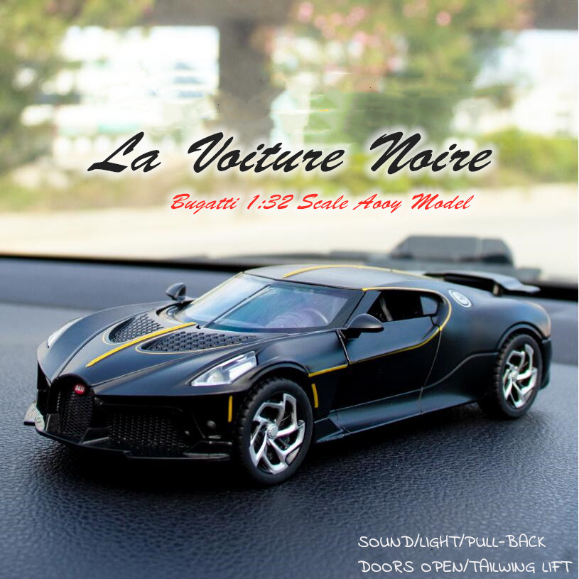Mô hình đúc bugatti la voiture noire tỷ lệ 1:32 với chức năng kéo lùi cộng với hiệu ứng âm thanh và ánh sáng bộ sưu tập quà tặng hợp kim kẽm cho bé trai
