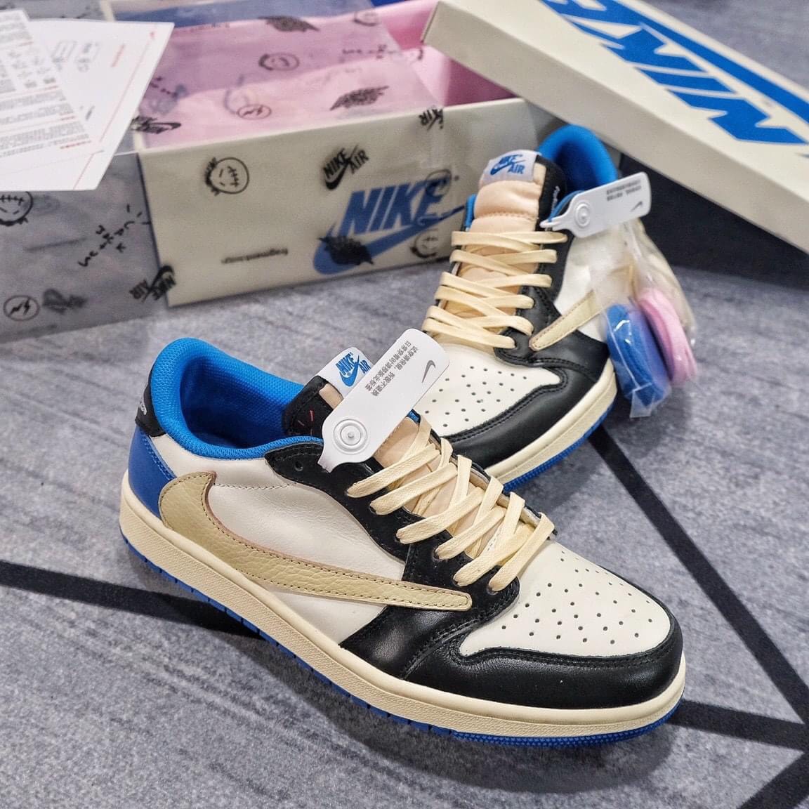 Giày sneaker jordan 1 low travis scott xanh , giày 1 jordan travis scott xanh thể thao nam nữ thấp cổ full phụ kiện