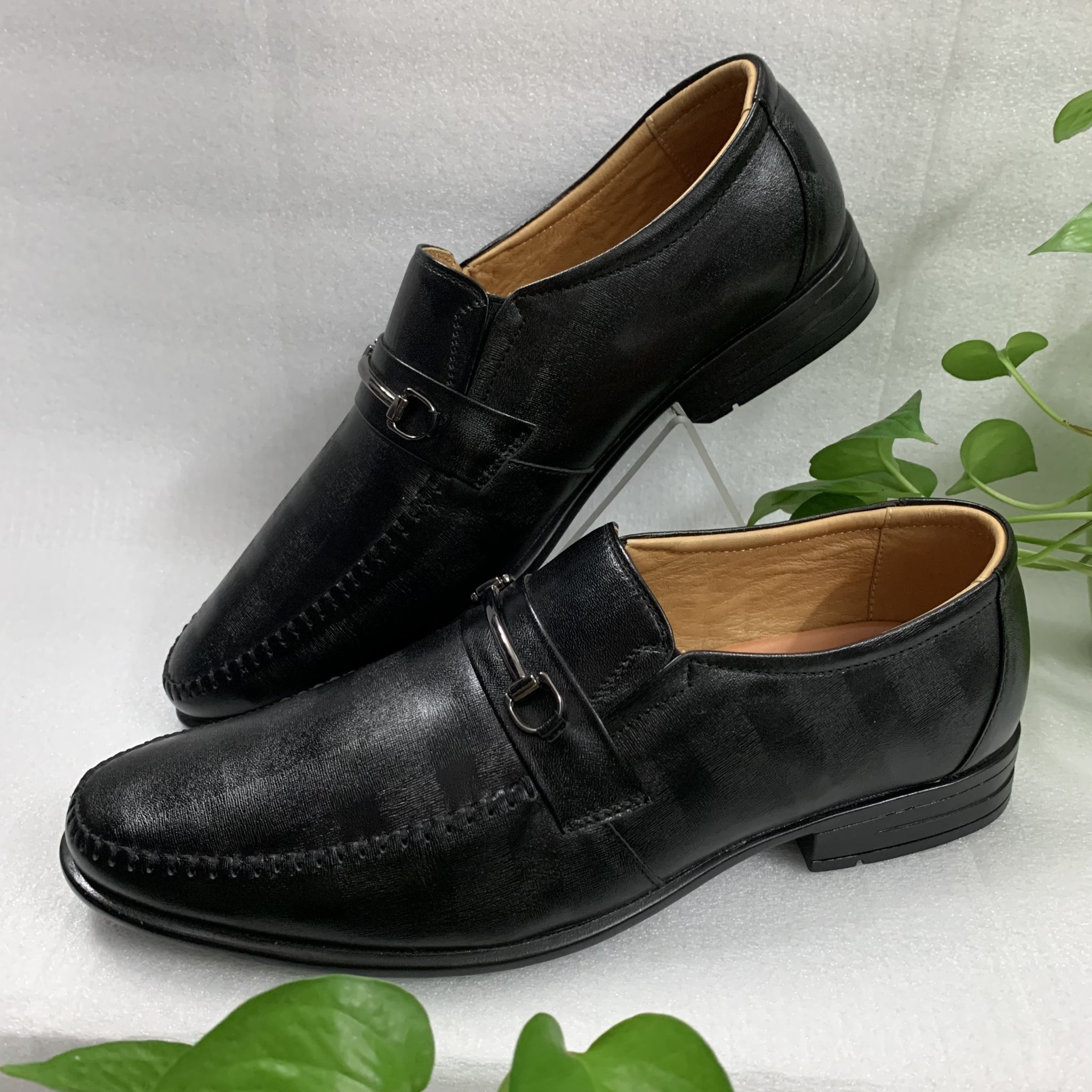 Giày tây nam da bò xịn màu đen đế cao su cao cấp sale giá ưu đãi
