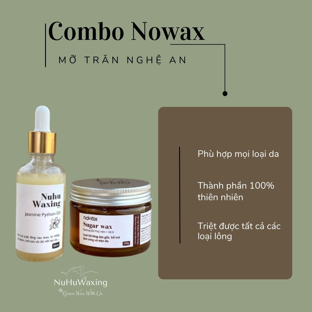 [CHE TÊN SP]  Set triệt lông tại nhà Wax lạnh Nowax + mỡ trăn Nuhuwaxing, triệt sạch mọi loại lông
