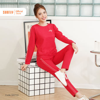 Đồ Bộ Mặc Nhà Nữ Cotton SUNLY Áo Dài Quần Dài SS5722