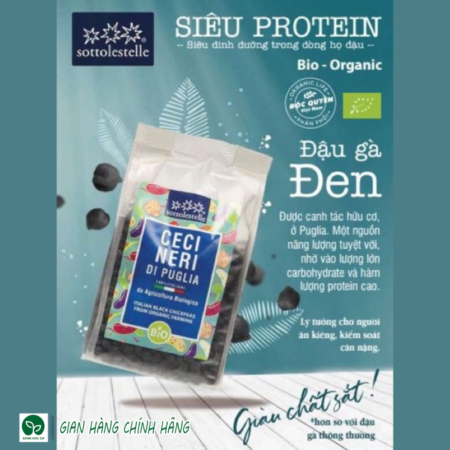 Đậu gà đen Ceci Neri hữu cơ 400g Sottolestelle