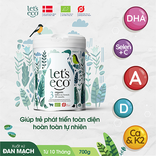 Sữa bột organic let's eco số 3 cho bé từ 10 tháng 700g