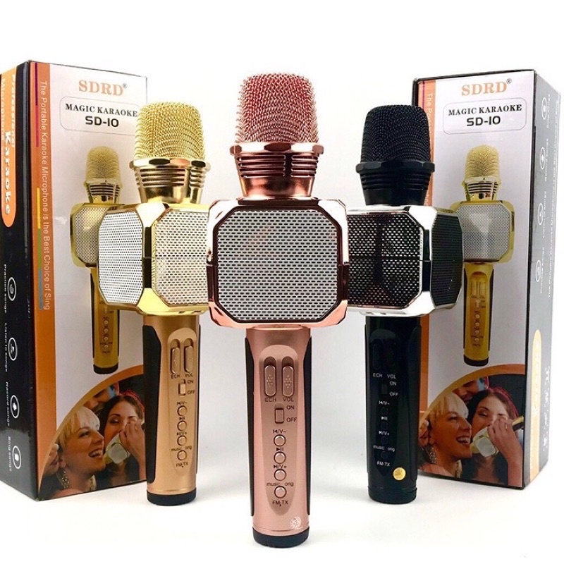 Micro Bluetooth Karaoke kèm loa SD10 - Chất lượng âm thanh hay, Thu Âm Tốt
