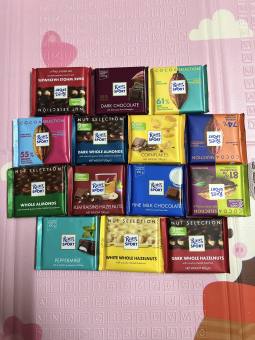 Sôcôla trắng, đen Ritter dạng thanh, hạt phỉ 100g- Đức