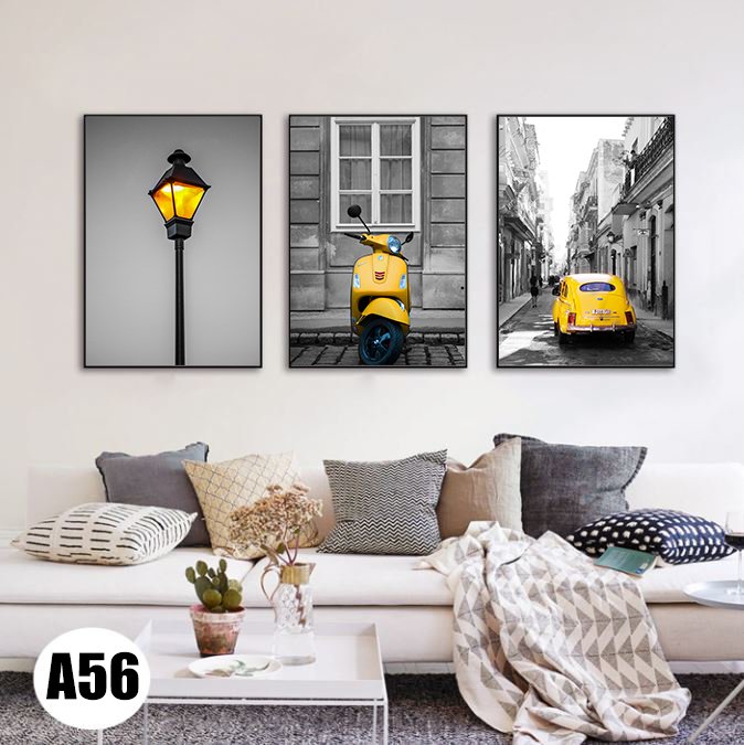 Bô 3 bức tranh treo tường đường phố lãng mạng