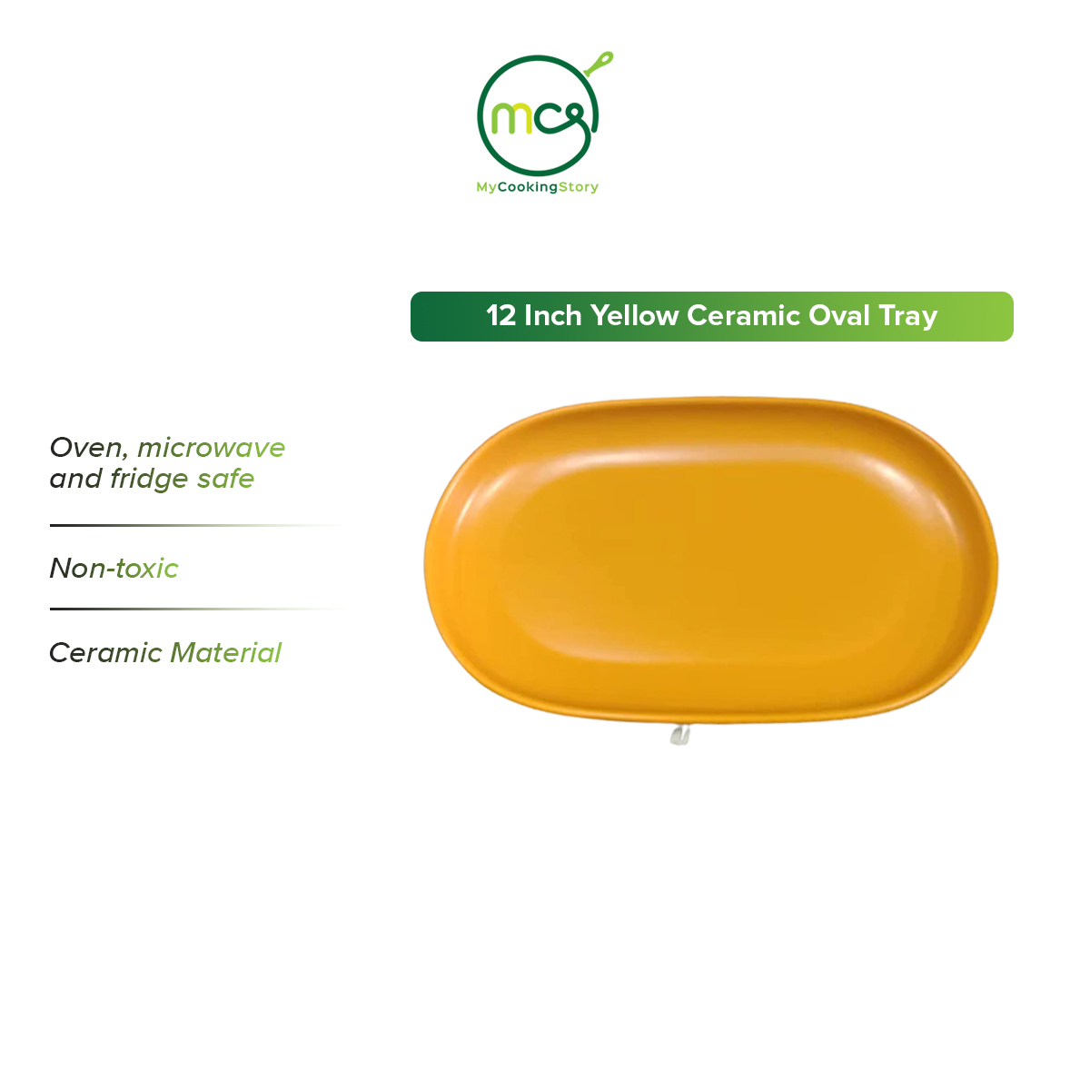 Gambar My Cooking Story   12 Inch Yellow Ceramic Oval Tray
