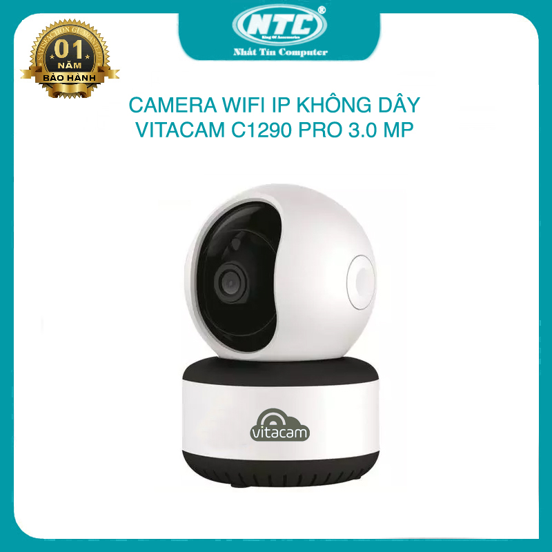 Camera IP Wifi Vitacam C1290 Pro 3.0MP FullHD+ 1536P hồng ngoại ban đêm góc quan sát siêu rộng (Trắng) - Hãng phân phối chính thức - Nhất Tín Computer