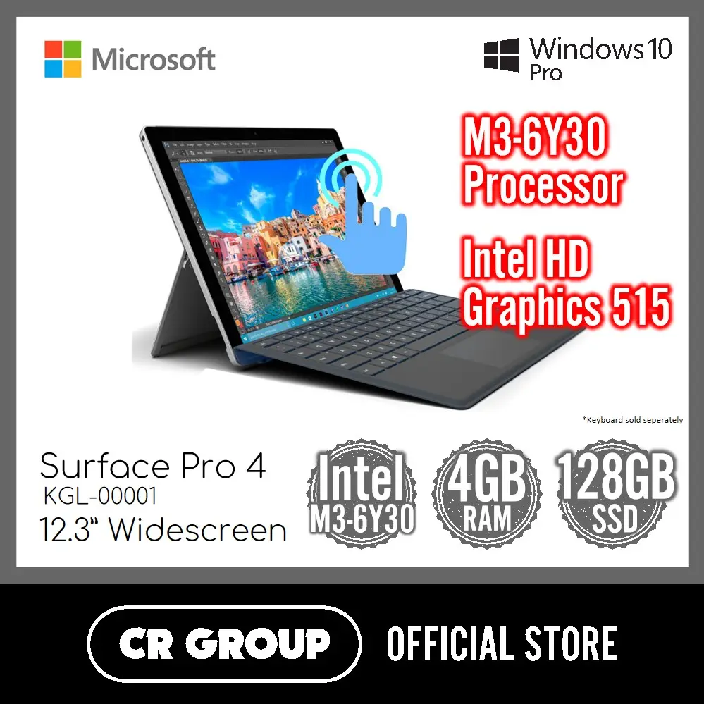 Same Day Delivery Microsoft Surface Pro 4 12 3 Inch Touchscreen Intel M3 6y30 4gb Ram 128gb Ssd Intel Hd Graphics 515 Refurbished Lazada Singapore