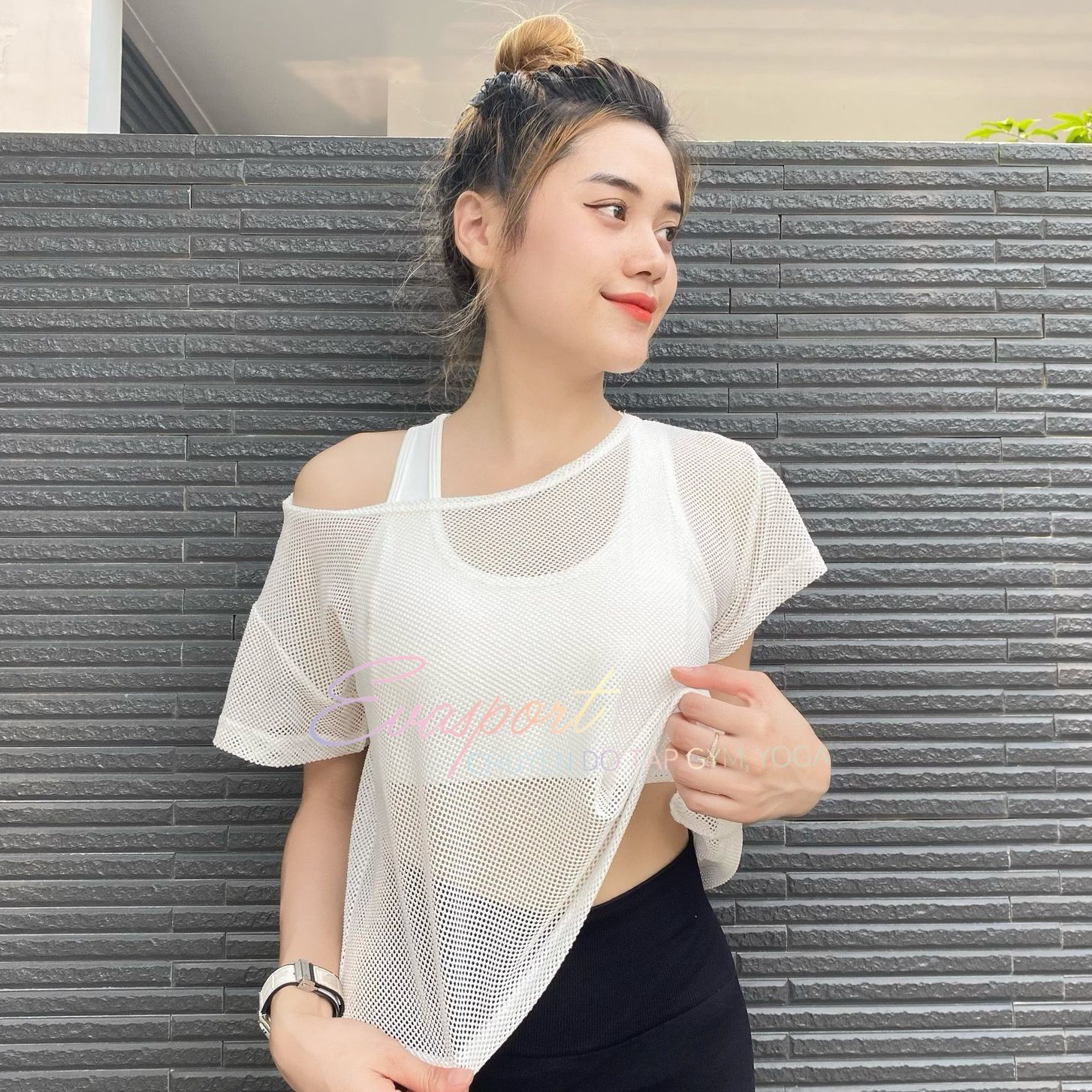 Áo Lưới Tập Gym Yoga Aerobic Nữ Thiết Kế Khỏe Khoắn, Năng Động Đồ Tập Gym Thể Thao Aerobic Zumba Hàng Quảng Châu Vải Xịn
