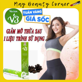 Sủi giảm cân Vinslim V3 chính hãng Tuyp 20 viên màu xanh hỗ trợ giảm nhanh mỡ lâu năm, giảm mỡ sau sinh, eo đùi