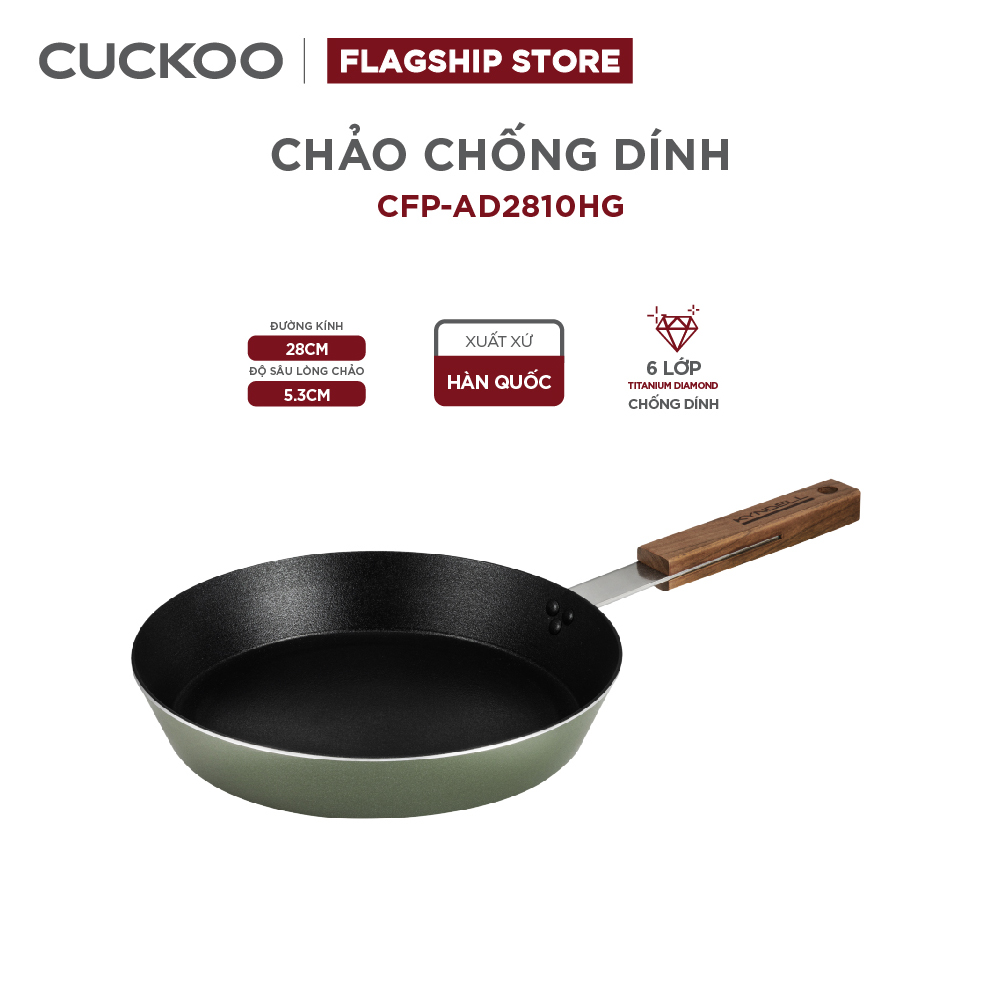 Chảo chống dính Cuckoo CFP-AD2810HG 6 lớp Titanium Diamond - Sử dụng tất cả các loại bếp (phi 28cm, sâu 5,3cm) - Hàng chính hãng