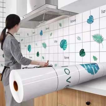 KIOOK Decal dán bếp 0.6*3M Giấy dán bếp chịu nhiệt khổ Giấy Dán Tường Bếp Tráng Nhôm Chống Dầu mỡ miếng decal dán tường bếp Decal vân đá dán tường bếp chống thấm decal giả vân đá 3D màu ghi chịu nhiệt decal dán tường