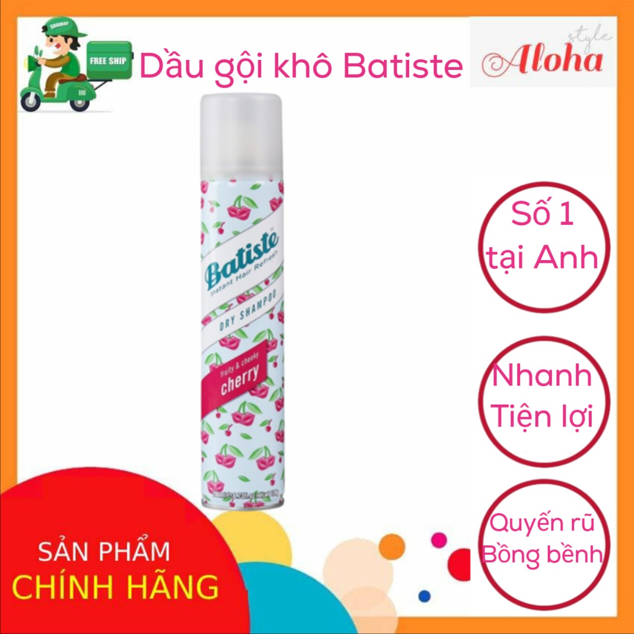 [SIÊU TIỆN LỢI] Dầu Gội Khô Batiste ANH - Dry Shampoo 200ml-Vĩnh Biệt Tóc Dầu Tóc Bết - Tóc Bồng Bềnh Tức Thì - Nam Nữ Đều Dùng Được- ALOHA STORE