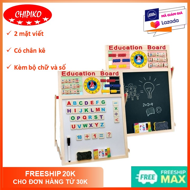 Bảng edu 2 mặt nam châm ghép số và chữ - bảng từ 2 mặt kèm bộ chữ số cho bé