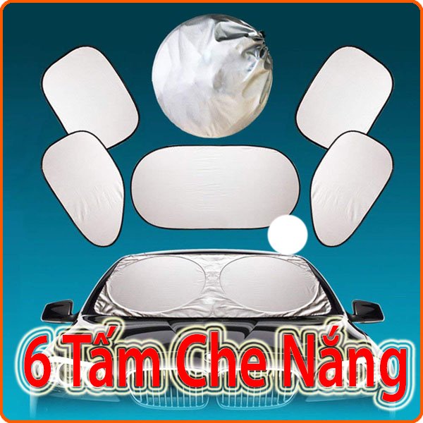 Combo 6 tấm che chống nắng cho ô tô siêu tiện dụng gập gọn khi không sử dụng(bạc), tấm che nắng kính lái, tấm che nắng kính lái ô tô, tấm chống nắng ô tô, tấm che kính chống nắng ô tô, tấm che nắng cửa ô tô [HONG LON