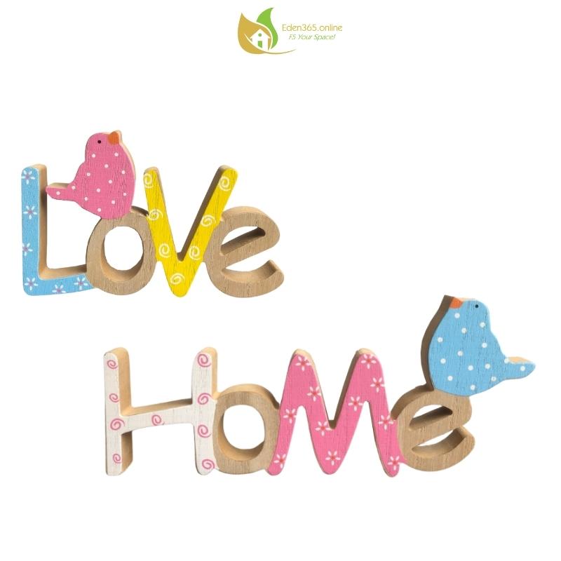 Chữ gỗ trang trí, chữ Love, Home bằng gỗ tự nhiên cao cấp, decor bàn làm việc, trang trí văn phòng độc đáo - Eden
